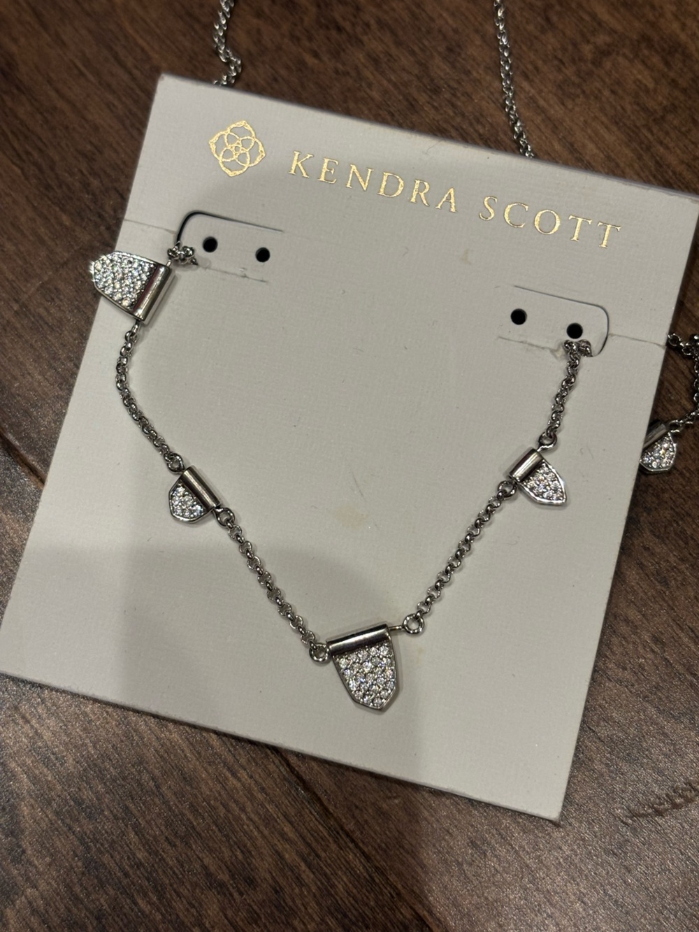 Kendra Scott Silver Pave Stone Adeline  Necklace NEW